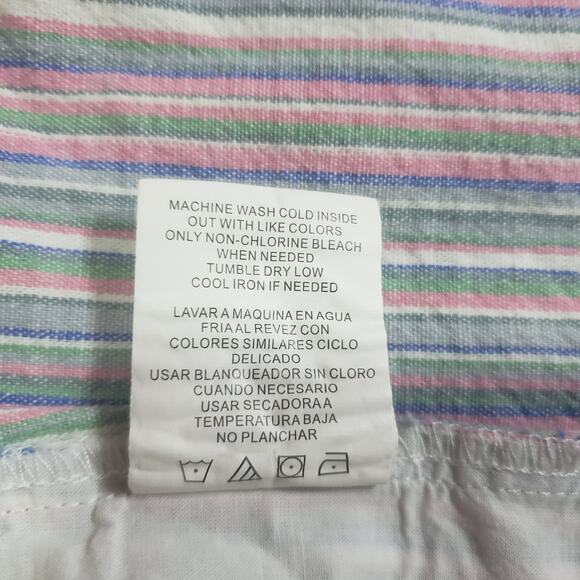 Copper Key Pastel Stripe Mini Skirt M Faux Wrap Cotton Blend Cottagecore Vibes - Picture 9 of 9